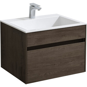 Тумба с раковиной Vincea Chiara 60х48 R.Oak, белая раковина (VMC-2C600RO VCB-13600W)