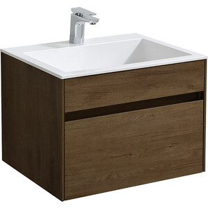 Тумба с раковиной Vincea Chiara 60х48 T.Oak, белая раковина (VMC-2C600TO VCB-13600W)