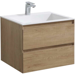 Тумба с раковиной Vincea Luka 60х48 N.Oak, белая раковина (VMC-2L600NO VCB-13600W)