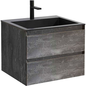 Тумба с раковиной Vincea Luka 60х48 G.Stone, черная раковина (VMC-2L600GS, VCB-13600B)