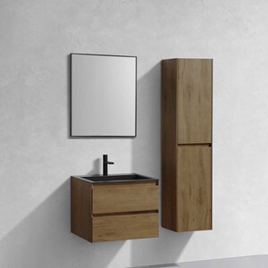 Тумба с раковиной Vincea Luka 60х48 T.Oak, черная раковина (VMC-2L600TO, VCB-13600B)