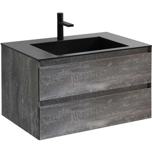 Тумба с раковиной Vincea Luka 80х48 G.Stone, черная раковина (VMC-2L800GS, VCB-13800B)