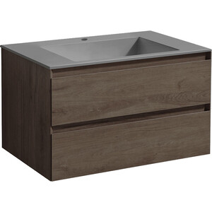 Тумба с раковиной Vincea Luka 80х48 R.Oak, серая раковина (VMC-2L800RO, VCB-13800G)