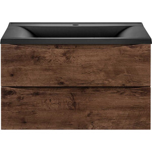Тумба с раковиной Vincea Mia 75х45 R.Wood, черная раковина (VMC-2MA750RW, VCB-3M750B)