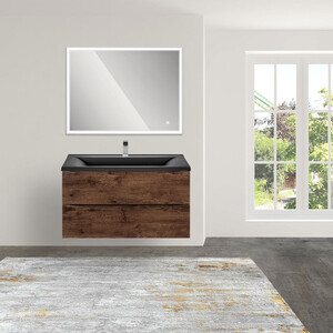 Тумба с раковиной Vincea Mia 75х45 R.Wood, черная раковина (VMC-2MA750RW, VCB-3M750B)
