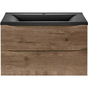 Тумба с раковиной Vincea Mia 75х45 V.Oak, черная раковина (VMC-2MA750VO, VCB-3M750B)