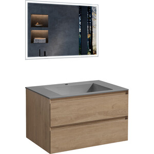 Мебель для ванной Vincea Luka 80х48 N.Oak, серая раковина