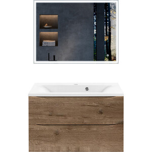 Мебель для ванной Vincea Mia 80х45 V.Oak, белая раковина
