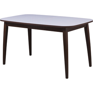 Стол Ессентуки Турин 80х145(190) орех темный/стекло белое глянцевое lux