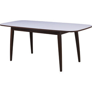Стол Ессентуки Турин 80х145(190) орех темный/стекло белое глянцевое lux