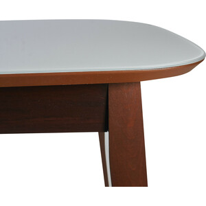 Стол Ессентуки Турин 80х145(190) орех темный/стекло белое глянцевое lux