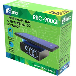 Часы-будильник с беспроводной зарядкой Ritmix RRC-900Qi Grey