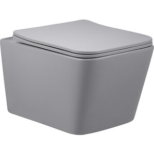 Унитаз подвесной безободковый Vincea Q-Line с сиденьем микролифт, матовый серый (VT1-12MG)