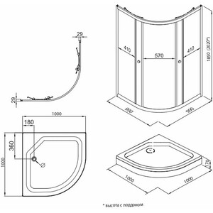 Душевой уголок Triton Альфа-Хром 100х100 с поддоном и сифоном, прозрачный, хром (Щ0000049615)
