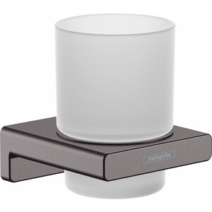 Стакан для ванной Hansgrohe AddStoris шлифованный черный хром/матовое стекло (41749340)