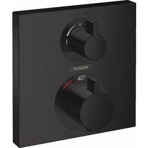 Термостат для ванны Hansgrohe Ecostat Square с механизмом, матовый черный (15714670, 01800180)