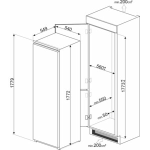 Встраиваемая морозильная камера Smeg S8F174NE