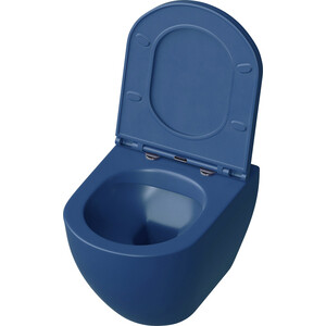 Унитаз подвесной безободковый Grossman с тонким сиденьем-микролифт, синий матовый (GR-4455BLMS)