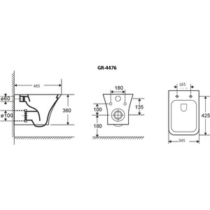 Унитаз подвесной безободковый Grossman Galaxy с тонким сиденьем-микролифт (GR-4476S)