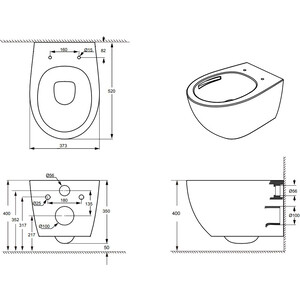 Комплект унитаза Aquanet Zvezda-1 с инсталляцией Grohe, сиденье микролифт (303977, 38772001)