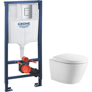 Комплект унитаза Aquanet Zvezda-1 с инсталляцией Grohe, сиденье микролифт (303977, 38772001)