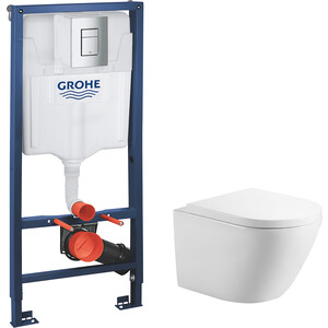 Комплект унитаза Aquanet Zvezda-2 с инсталляцией Grohe, сиденье микролифт (303978, 38772001)