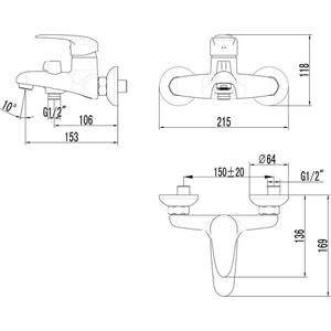 Смеситель для ванны Lemark Pramen хром (LM3314C)