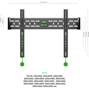 Кронштейн для телевизора Onkron FM6 черный 43"-85" макс.68.2кг настенный фиксированный