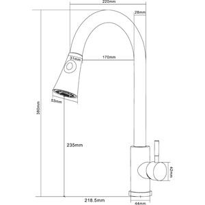 Смеситель для кухни Orange Steel с вытяжным изивом, сталь (M99-120st)