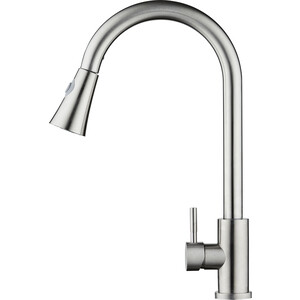 Смеситель для кухни Orange Steel с вытяжным изивом, сталь (M99-120st)