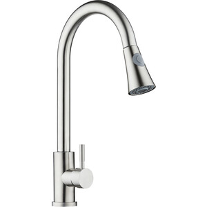 Смеситель для кухни Orange Steel с вытяжным изивом, сталь (M99-120st)