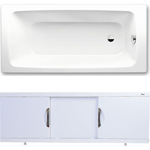 Ванна стальная Kaldewei Cayono 750 Easy-Clean 170x75 с экраном Emmy Валенсия и ножками