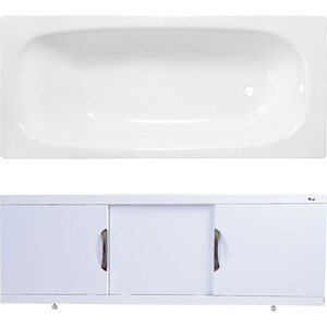 Ванна стальная ВИЗ Reimar 150x70 с экраном Emmy Валенсия и ножками, белая орхидея