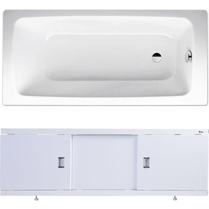 Ванна стальная Kaldewei Cayono 747 Antislip, Easy Clean 150x70 с экраном Emmy Виктория и ножками