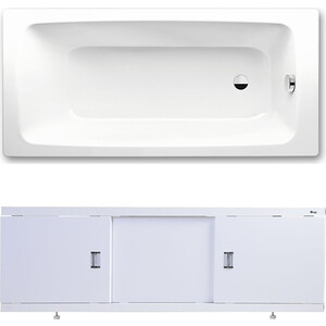 Ванна стальная Kaldewei Cayono 748 160x70 с экраном Emmy Виктория и ножками