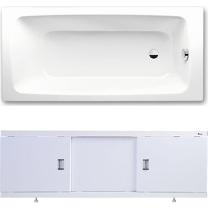 Ванна стальная Kaldewei Cayono 748 Easy-Clean 160x70 с экраном Emmy Виктория и ножками