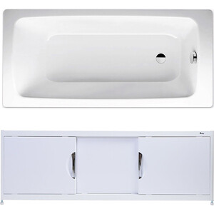 Ванна стальная Kaldewei Cayono 747 Antislip, Easy Clean 150x70 с экраном Emmy Малибу и ножками