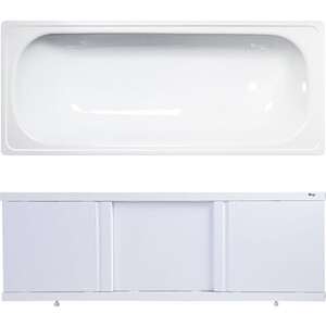 Ванна стальная ВИЗ Antika 160x70 с экраном Emmy Элис и ножками, белая орхидея