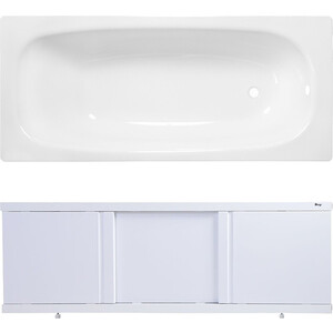 Ванна стальная ВИЗ Reimar 150x70 с экраном Emmy Элис и ножками, белая орхидея