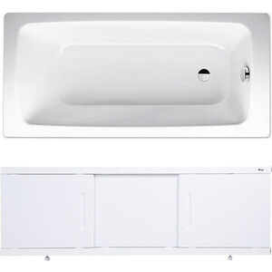 Ванна стальная Kaldewei Cayono 747 Antislip, Easy Clean 150x70 с экраном Emmy Соната и ножками