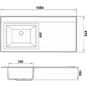 Раковина мебельная Runo Solo Grande Gamma лайт 105х49 правое крыло (4620750029753)