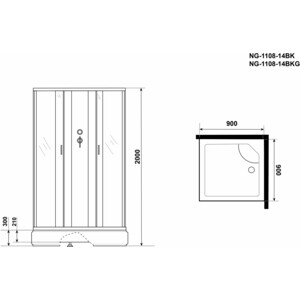 Душевая кабина Niagara NG-1108-14BK 90х90х200