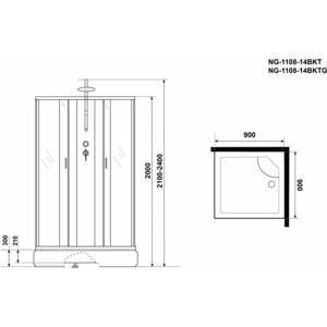 Душевая кабина Niagara NG-1108-14BKTG 90х90х210-240