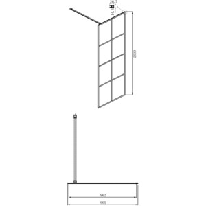 Душевая перегородка Ambassador Walk-in 100х200 прозрачная с рисунком, черная (15031240)
