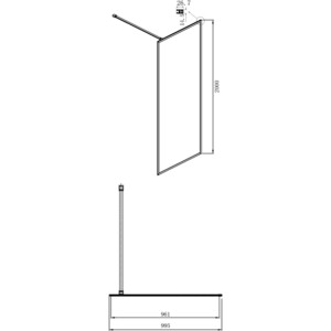 Душевая перегородка Ambassador Walk-in 100х200 прозрачная, черная (15031218)