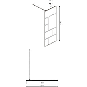 Душевая перегородка Ambassador Walk-in 120х200 с рисунком, черная (15031215)
