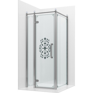 Душевой уголок Ambassador Royal 100х100 левый, прозрачный с рисунком, хром (18015107-L)