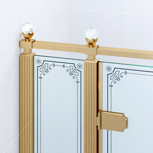 Душевой уголок Ambassador Royal 120х80 левый, прозрачный с рисунком, золото (18015310-L)