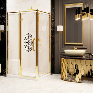 Душевой уголок Ambassador Royal 120х80 левый, прозрачный с рисунком, золото (18015310-L)