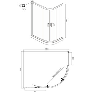 Душевой уголок Ambassador Royal 120х90 прозрачный с рисунком, хром (18015102)